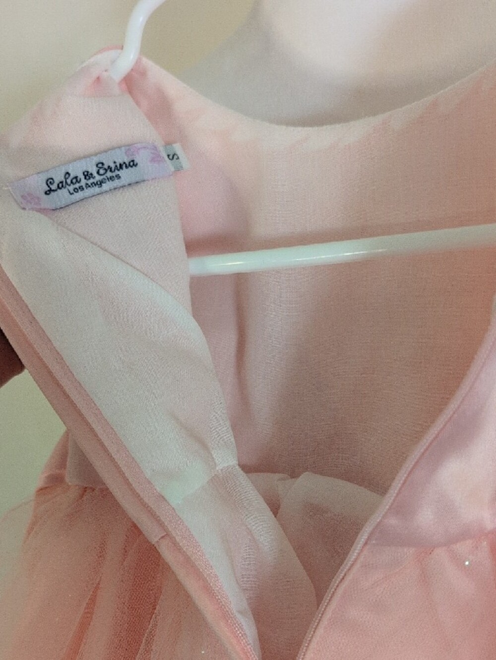 Light Peach Floral Applique Tulle Baby Dress Size 18M - Picture 12 of 15
